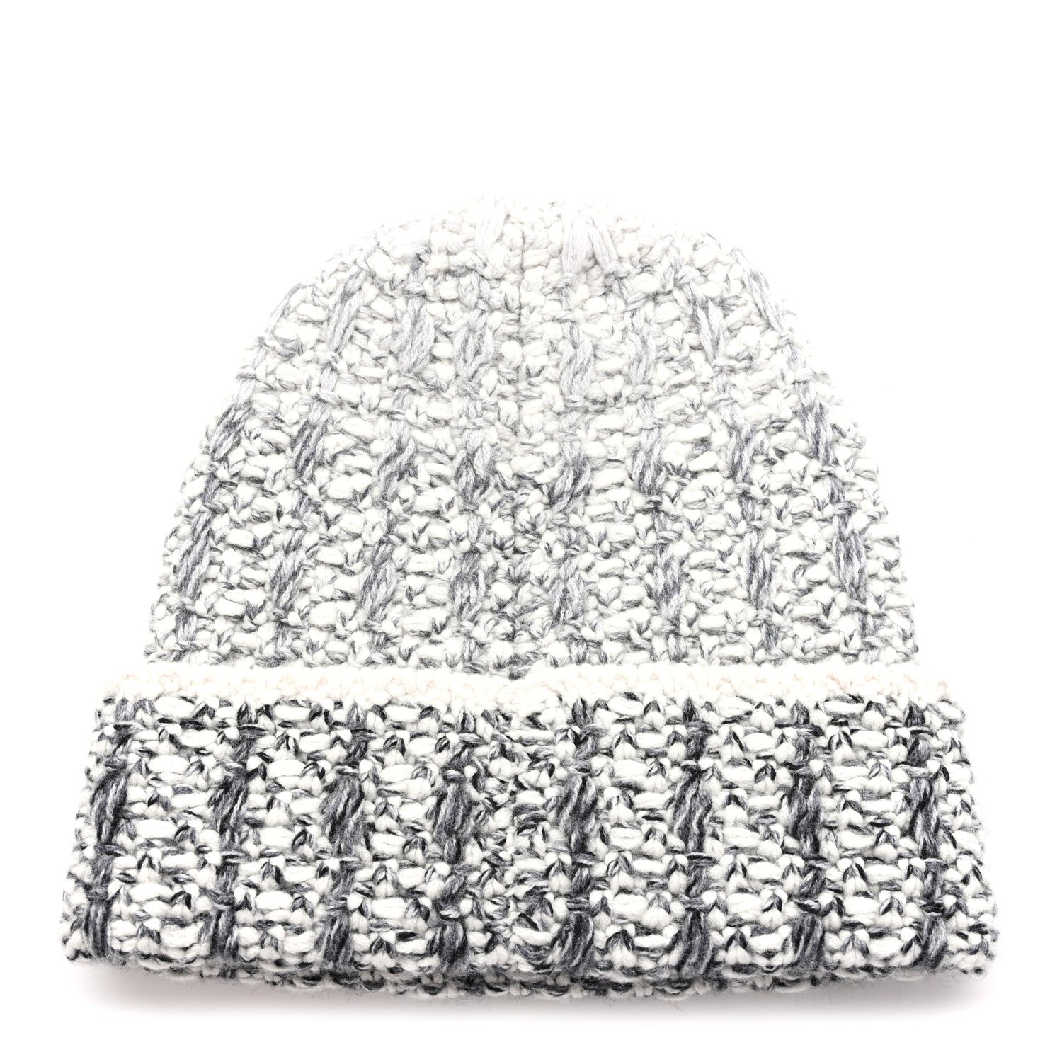 Chanel Cashmere CC Beanie Hat Grey Ecru 3 of 5
