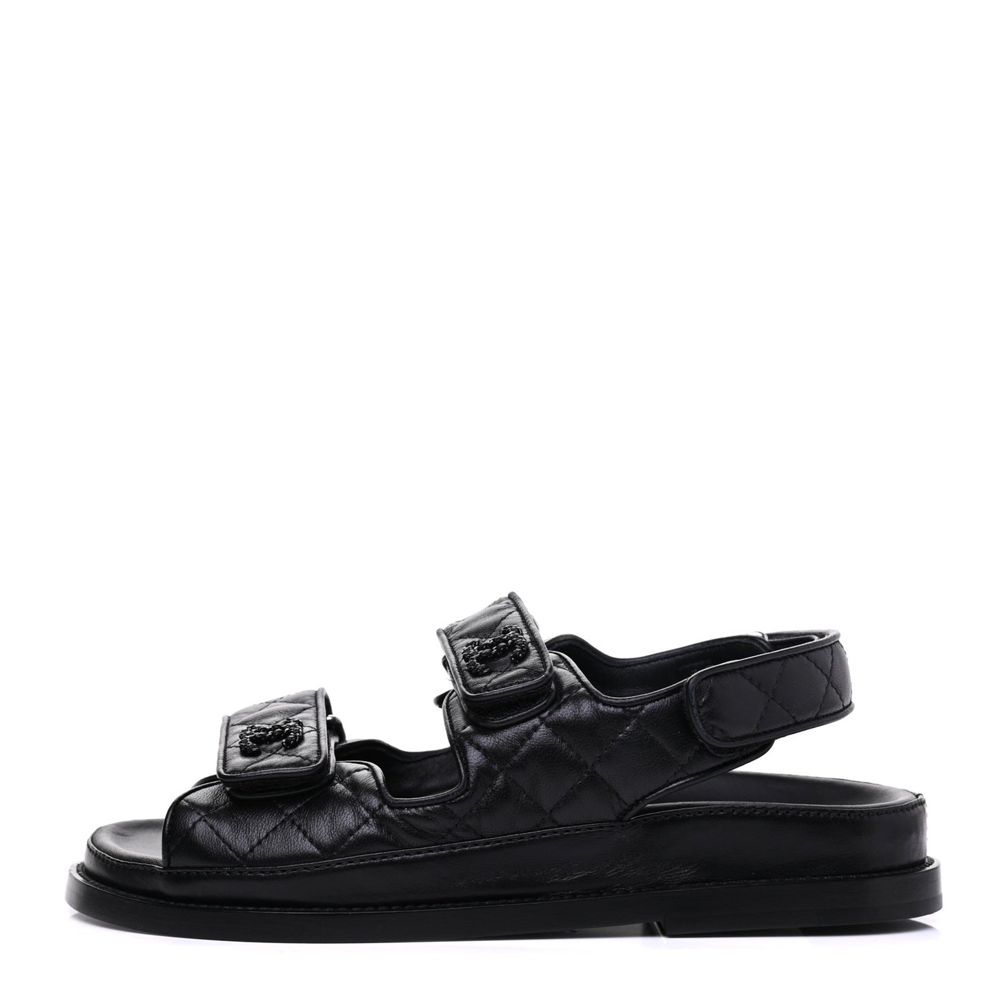 Lambskin Velcro Dad Sandals 35 Black