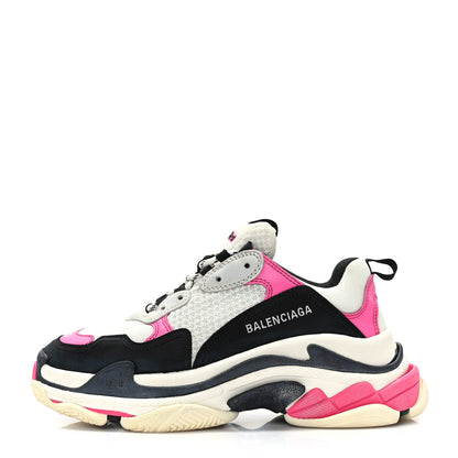 Balenciaga Fabric Mesh Womens Triple S Sneakers 40 Fluo Pink Grey White 1 of 7