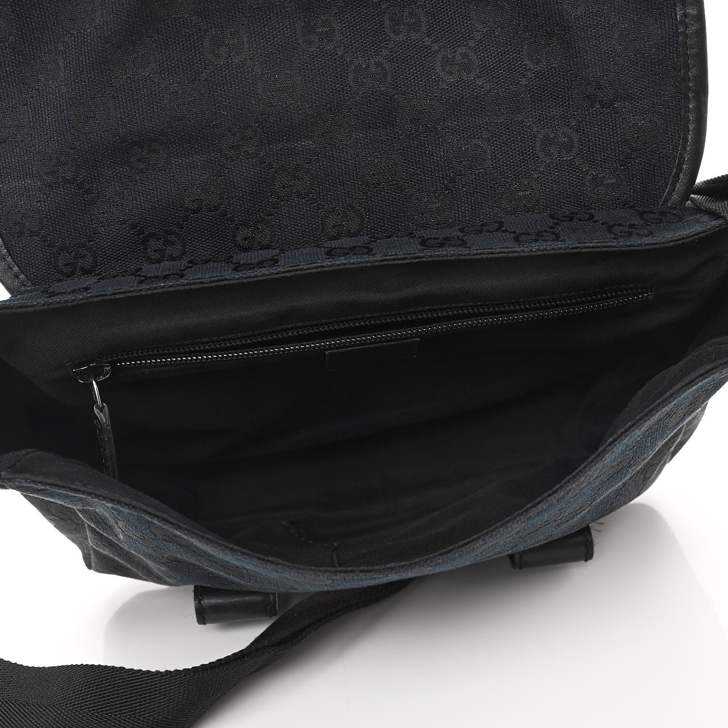 Gucci Monogram Small Double Buckle Flap Messenger Bag Black 5 of 10