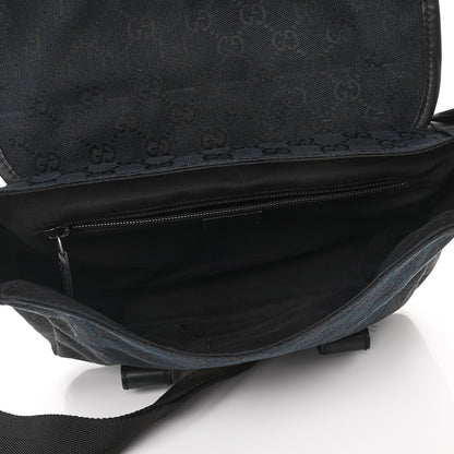 Gucci Monogram Small Double Buckle Flap Messenger Bag Black 5 of 10