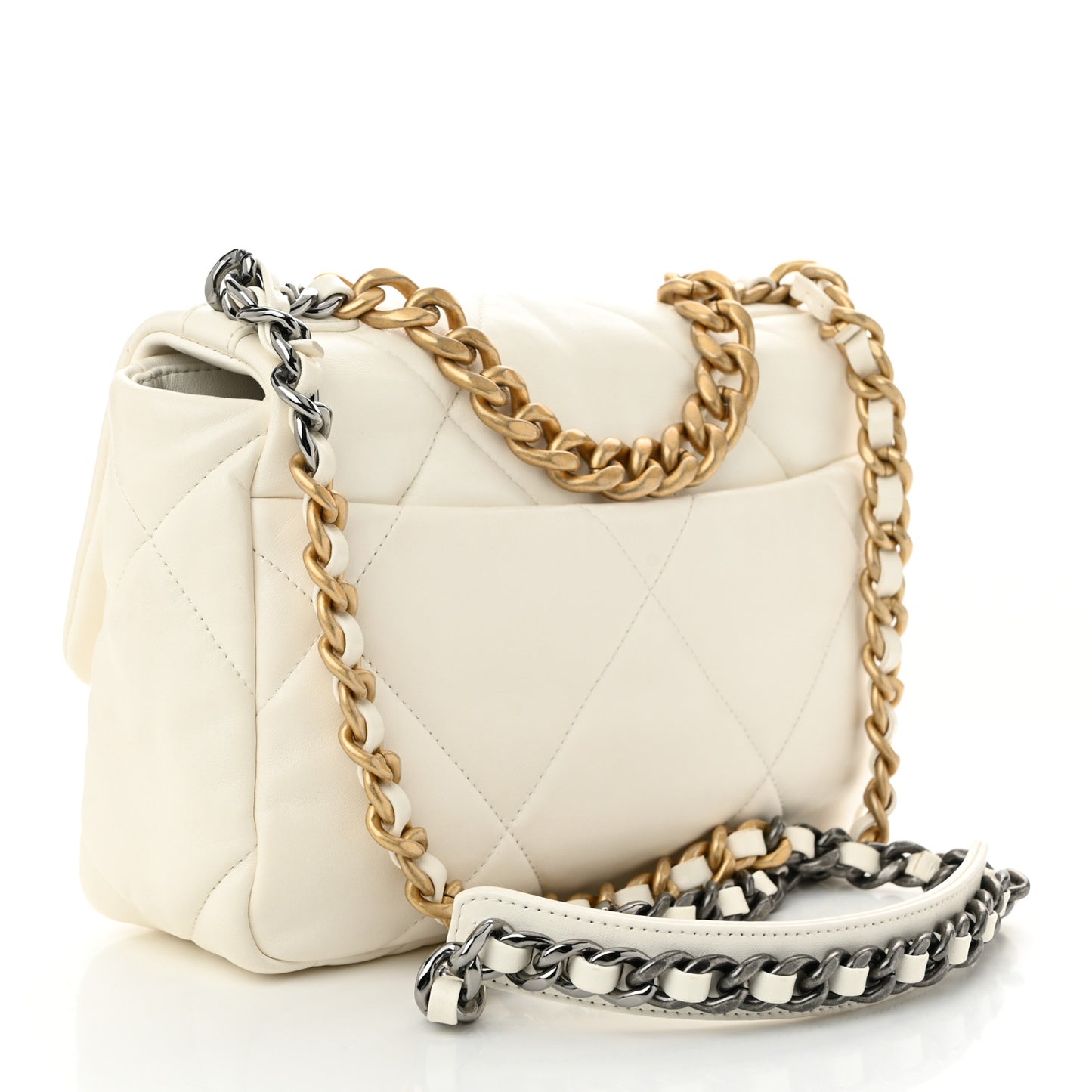 Lambskin Quilted Medium Chanel 19 Flap White