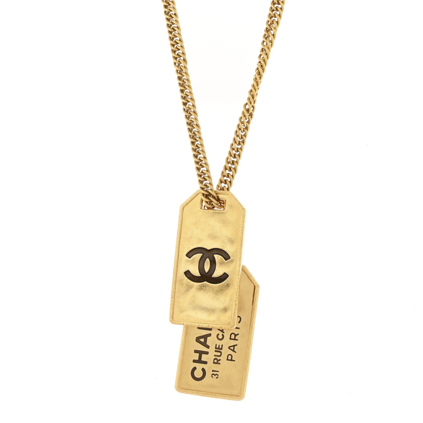 ID Dog Tag Charm Necklace Gold