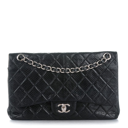 Chanel Lizard Quilted Jumbo Double Flap Black 1 of 8