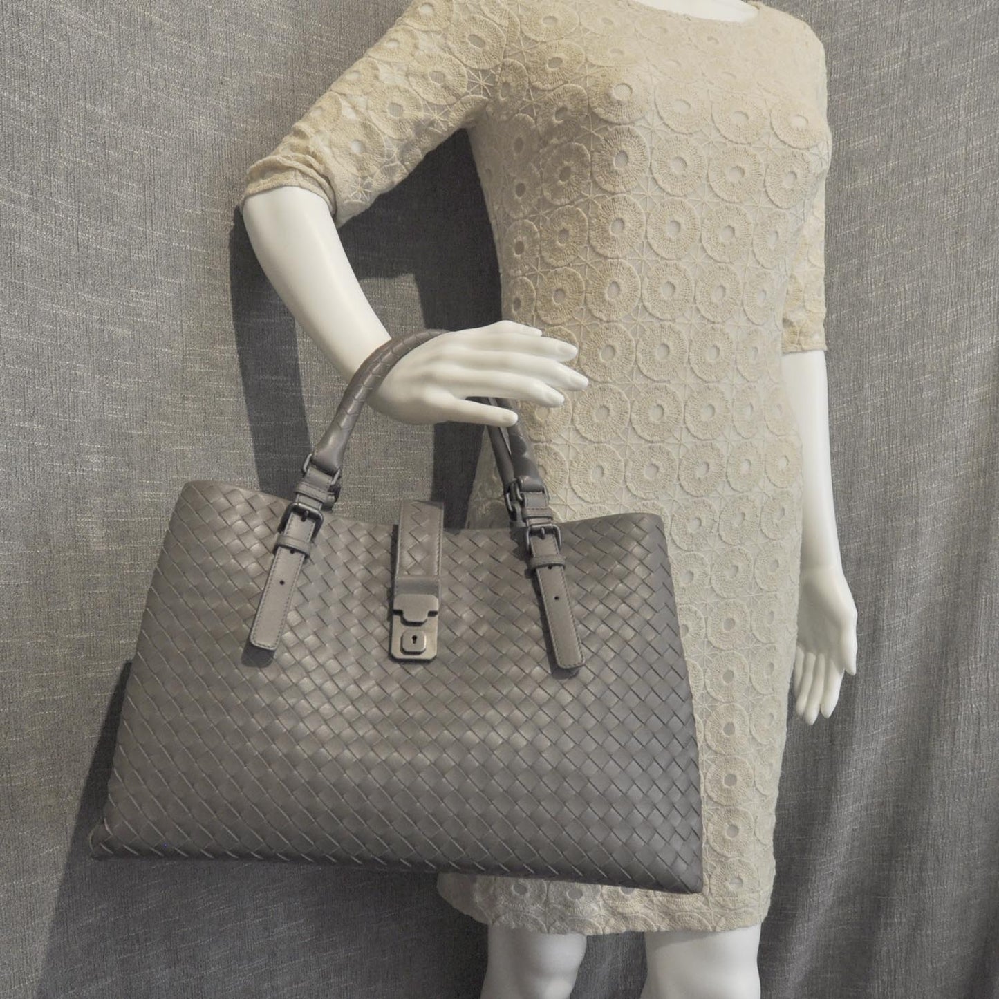 Leather Intrecciato Roma Tote Shadow
