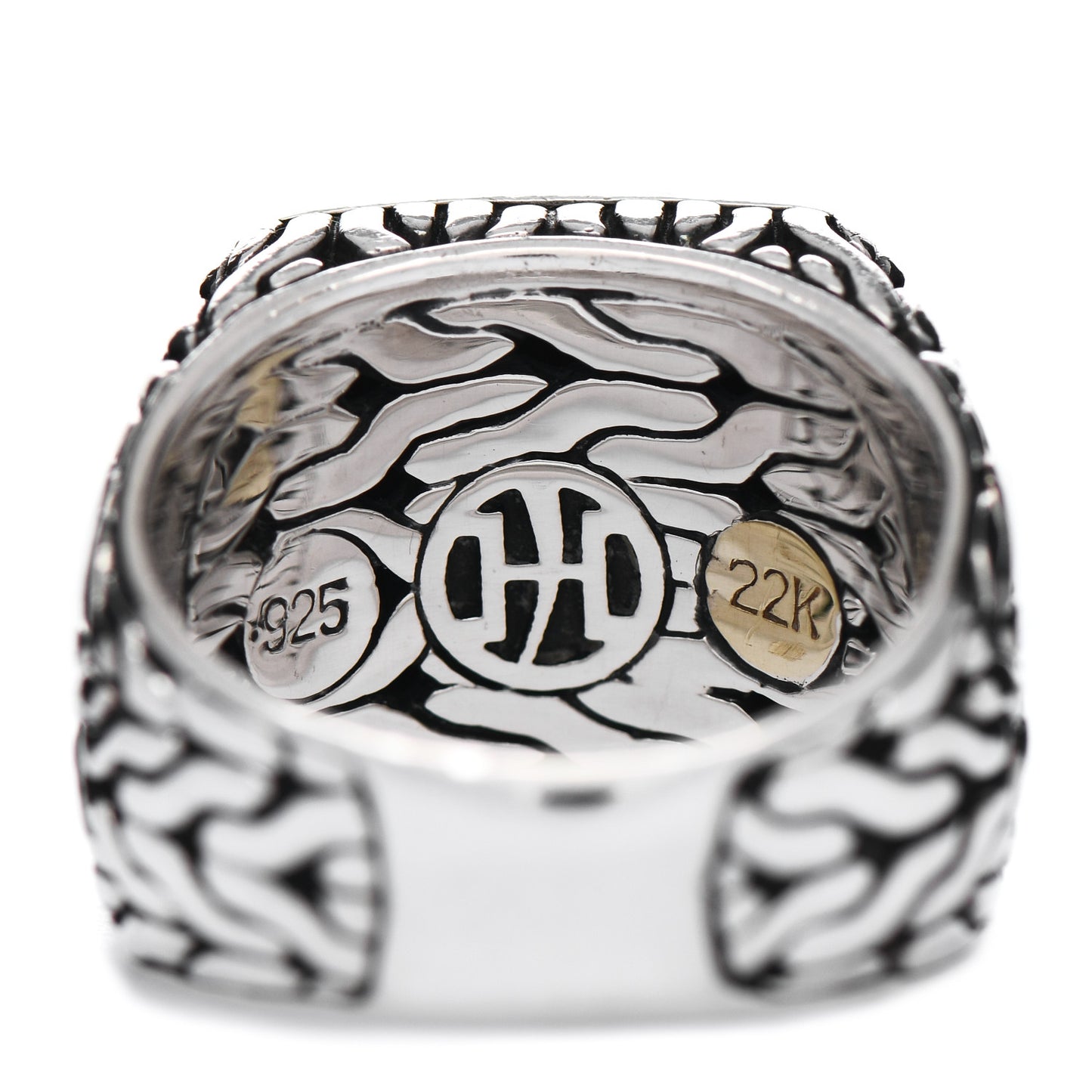 Sterling Silver 22K Yellow Gold Palu Hammered Ring 61 9.5