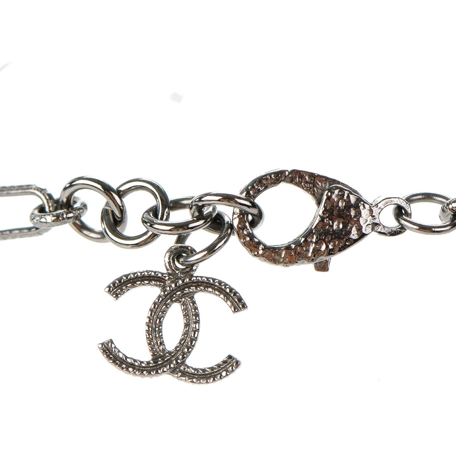 Chanel Gripoix Poured Glass Pearl CC Necklace Silver 3 of 5