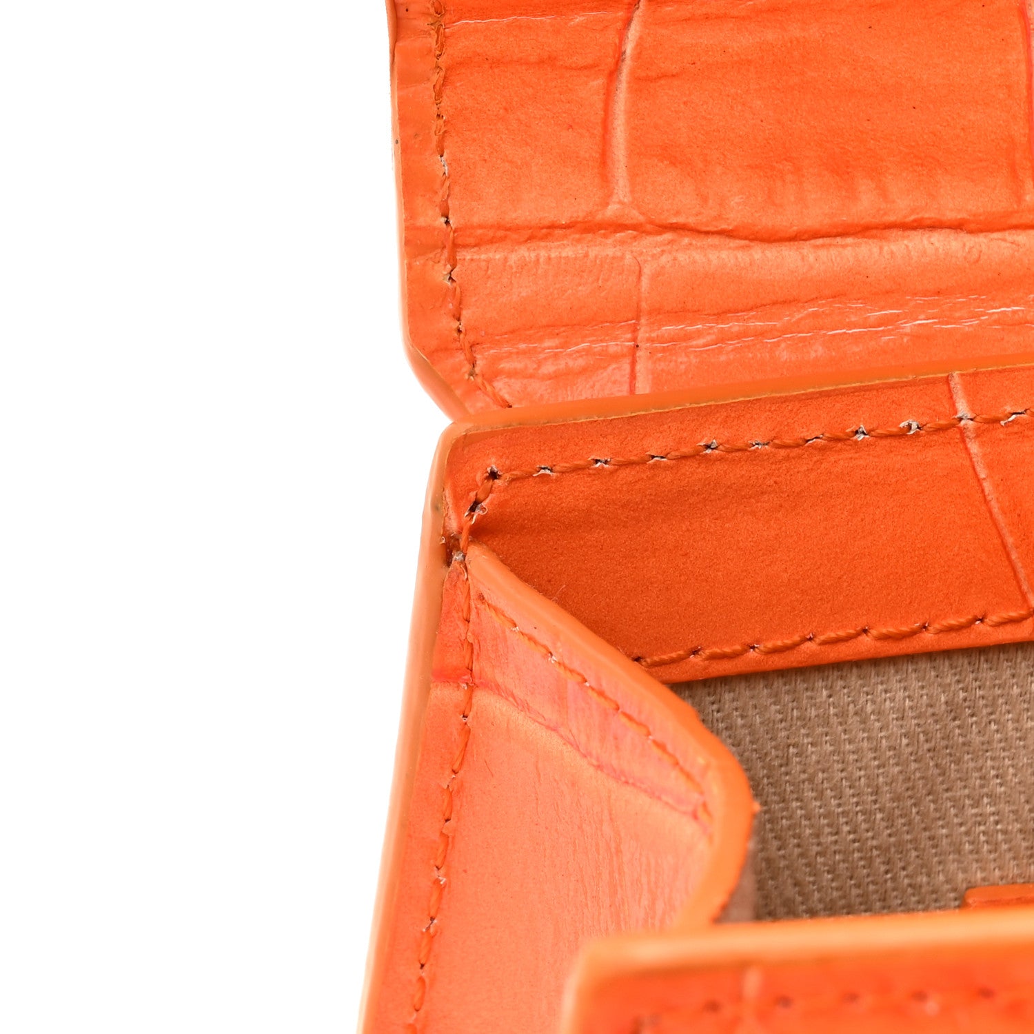 Jacquemus Calfskin Crocodile Embossed Le Chiquito Orange 10 of 16