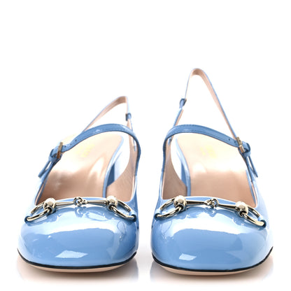 Gucci Vernice Crystal Horsebit Charlotte 42mm Slingback Pumps 40.5 Glacial Blue 3 of 12