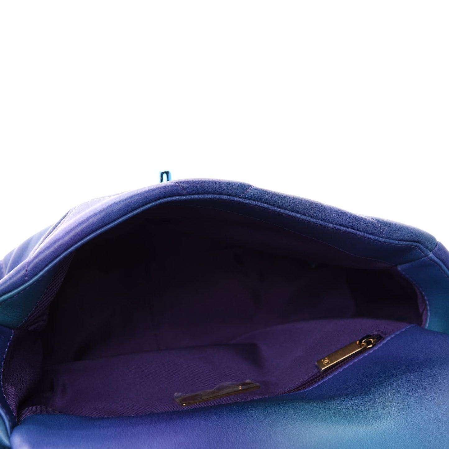 Tie Dye Calfskin Quilted Medium Chanel 19 Flap Blue Purple