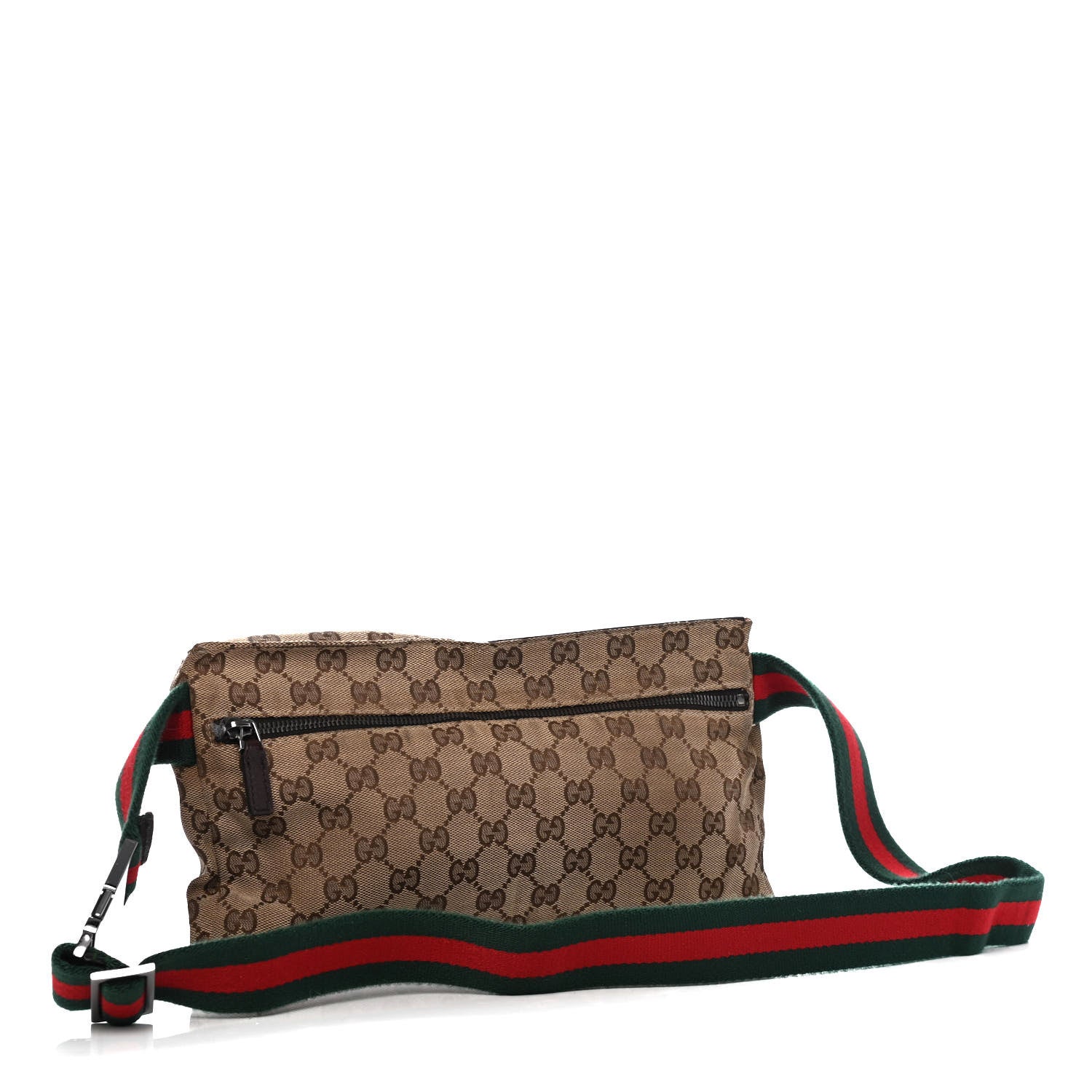 Gucci GG Monogram Web Double Pocket Belt Bag Dark Brown 2 of 4