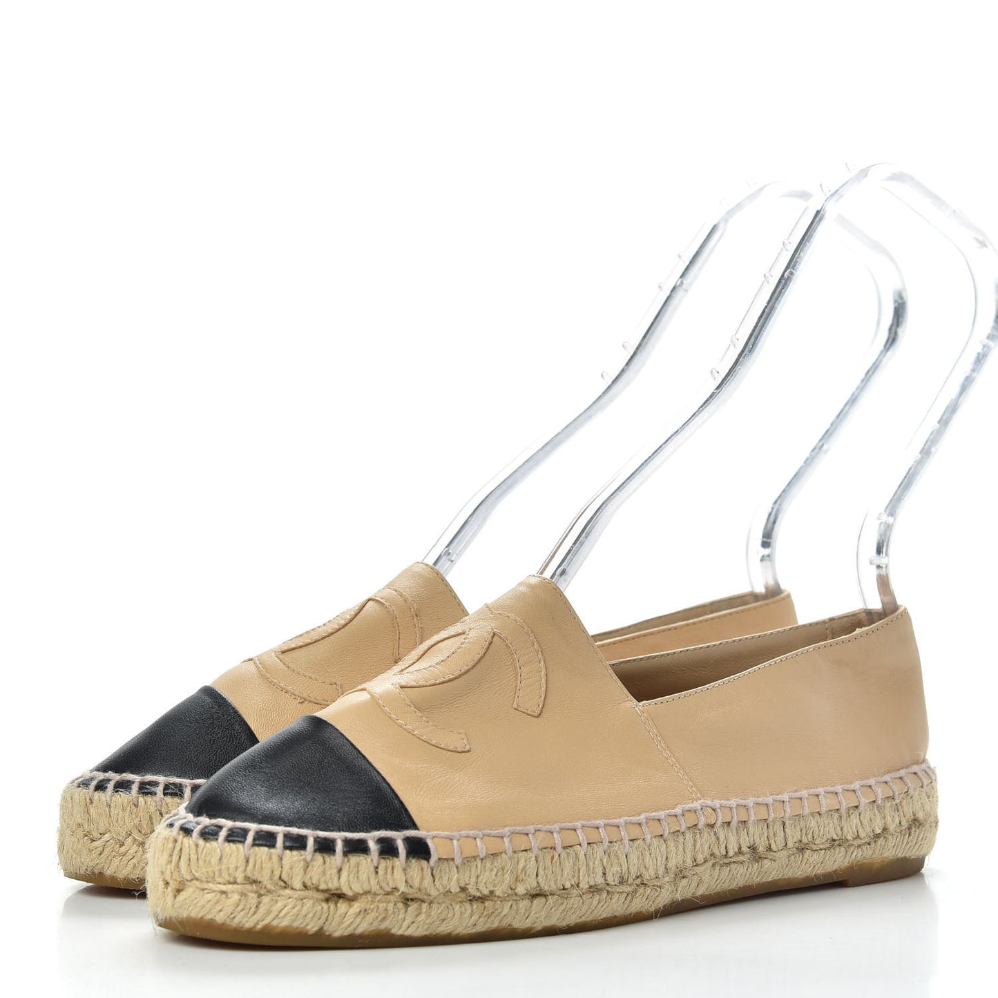 Lambskin CC Espadrilles 36 Beige Black