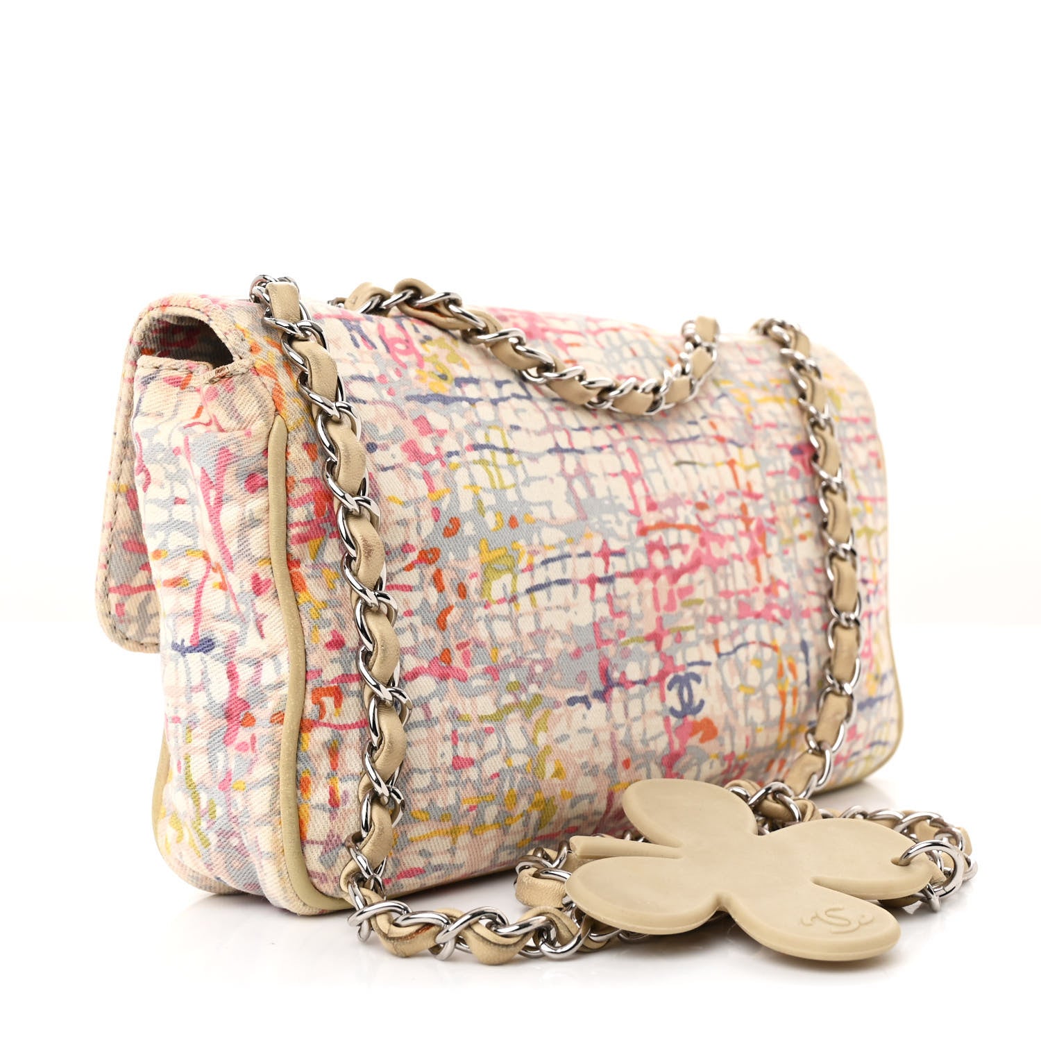 Chanel Canvas Watercolor Tweed Print Clover Small Flap Multicolor 3 of 10