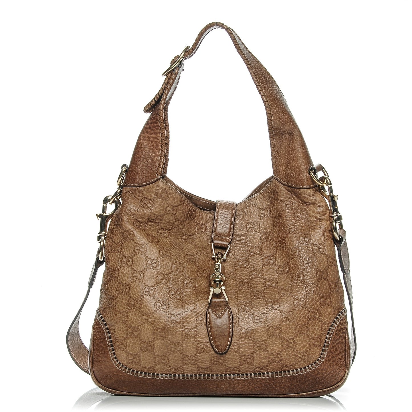 Guccissima Medium New Jackie Shoulder Bag Natural Brown