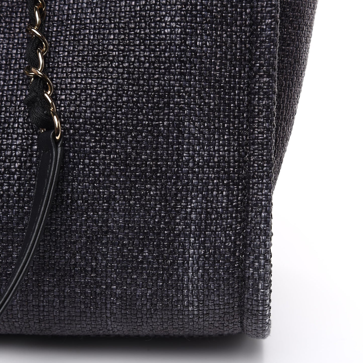Woven Straw Raffia Small Deauville Tote Black