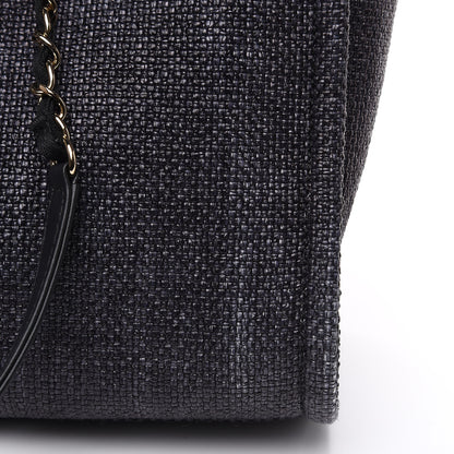 Chanel Woven Straw Raffia Small Deauville Tote Black 10 of 11