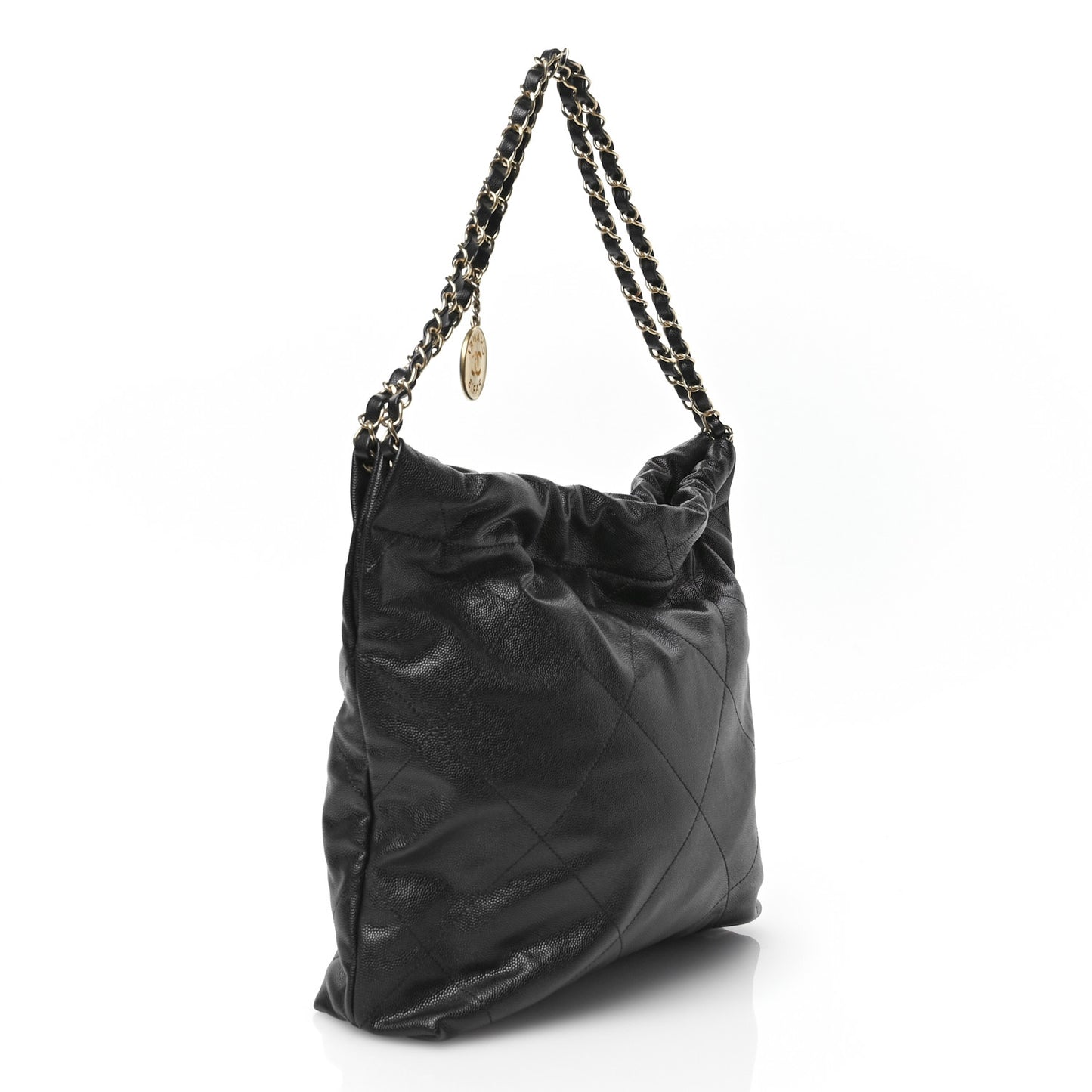 Shiny Caviar Quilted Monochrome Small Chanel 22 Black