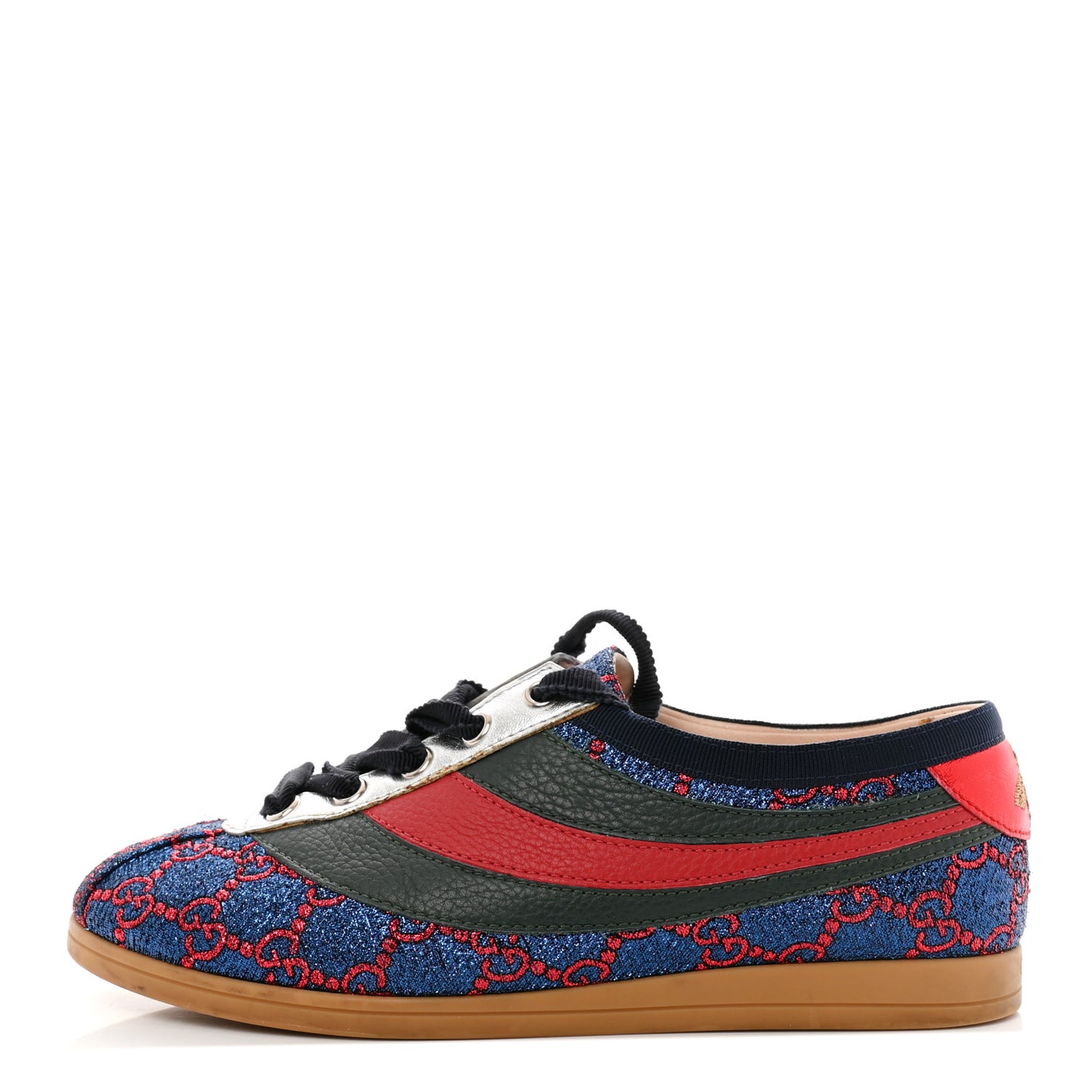 Lurex Calfskin Web GG Monogram Womens Falacer Sneakers 35.5 Iridescent Blue