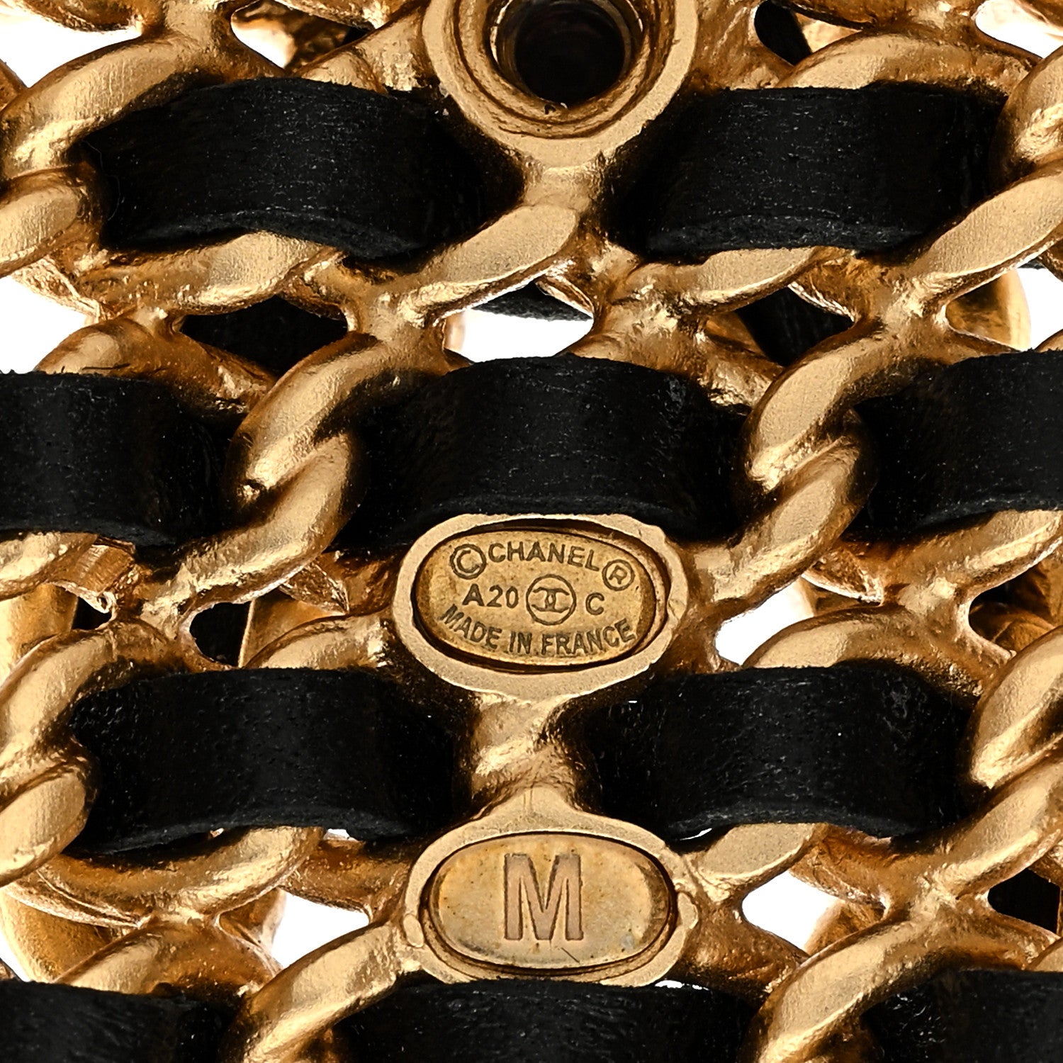 Chanel Lambskin Crystal Chain CC Cuff Bracelet Black Gold Multicolor 3 of 3