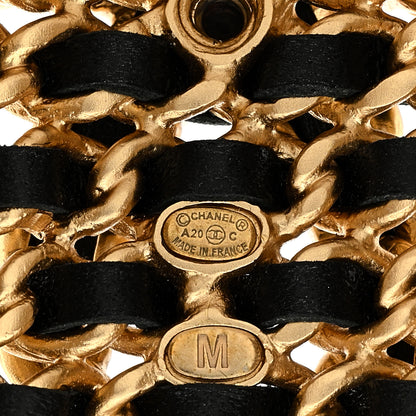 Chanel Lambskin Crystal Chain CC Cuff Bracelet Black Gold Multicolor 3 of 3