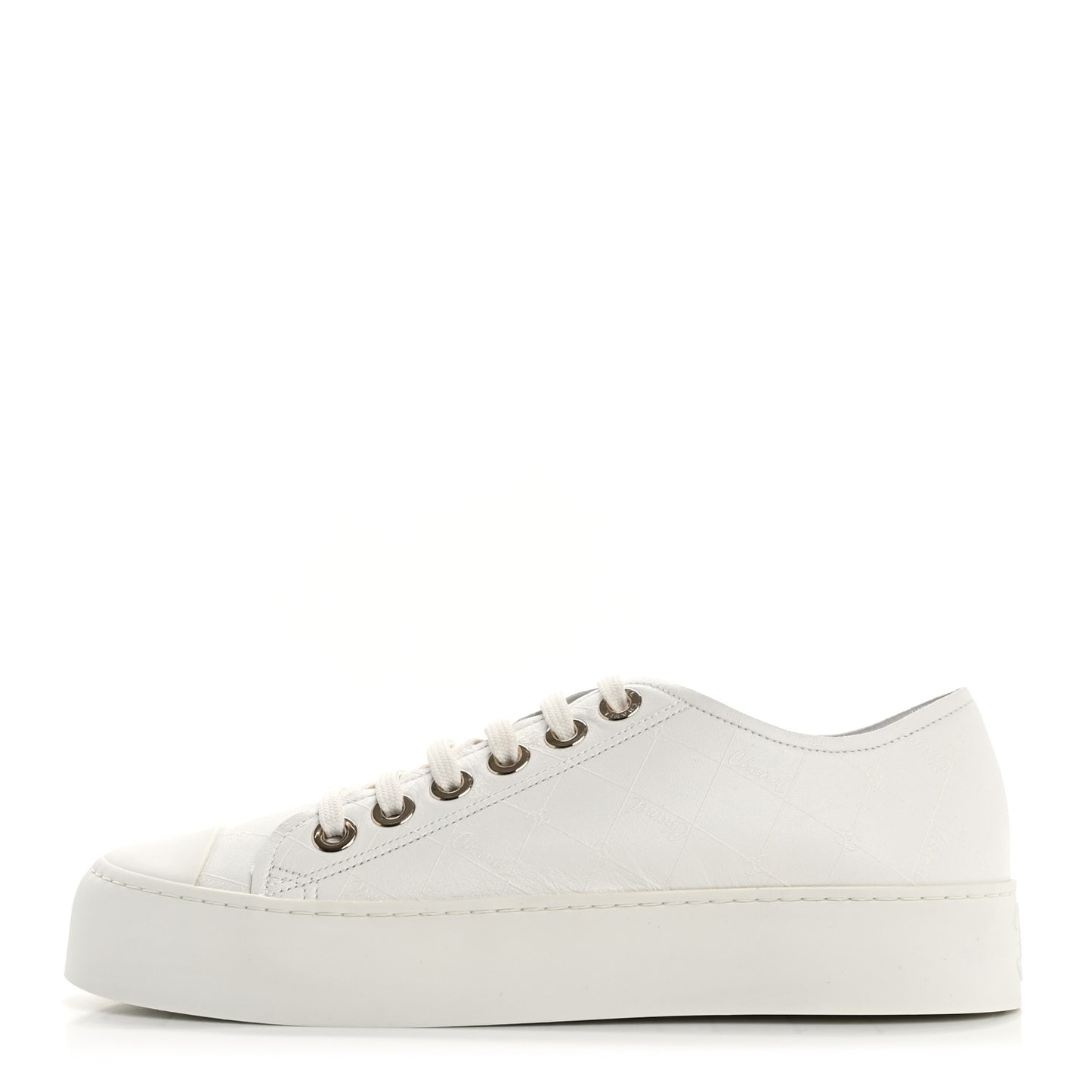 Lambskin Printed Logo Sneakers 37 White