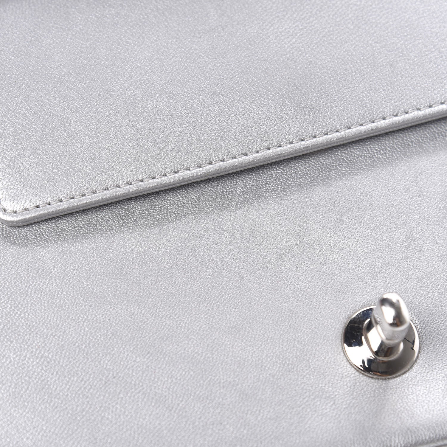 Chanel Metallic Sheepskin Chevron Quilted Medium Vintage Mademoiselle Flap Silver 9 of 14