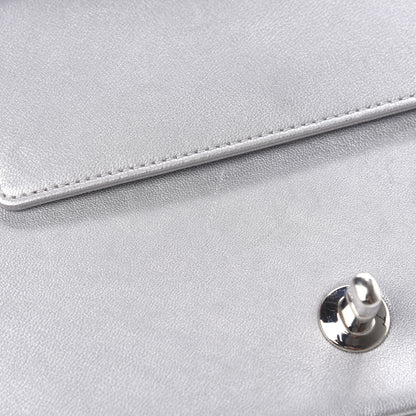 Chanel Metallic Sheepskin Chevron Quilted Medium Vintage Mademoiselle Flap Silver 9 of 14