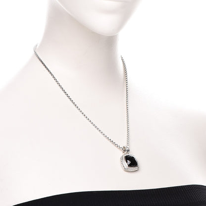 David Yurman Sterling Silver Diamond Black Onyx 14mm Albion Pendant Necklace 2 of 7
