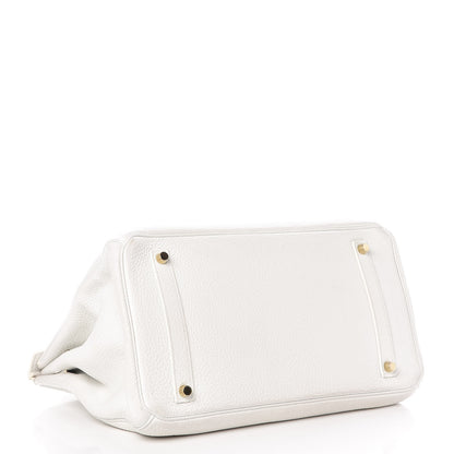 Hermes Taurillon Clemence Birkin 35 White 4 of 17