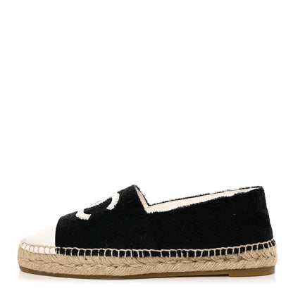 Chanel Cotton Lambskin CC Espadrilles 39 Black White 1 of 9