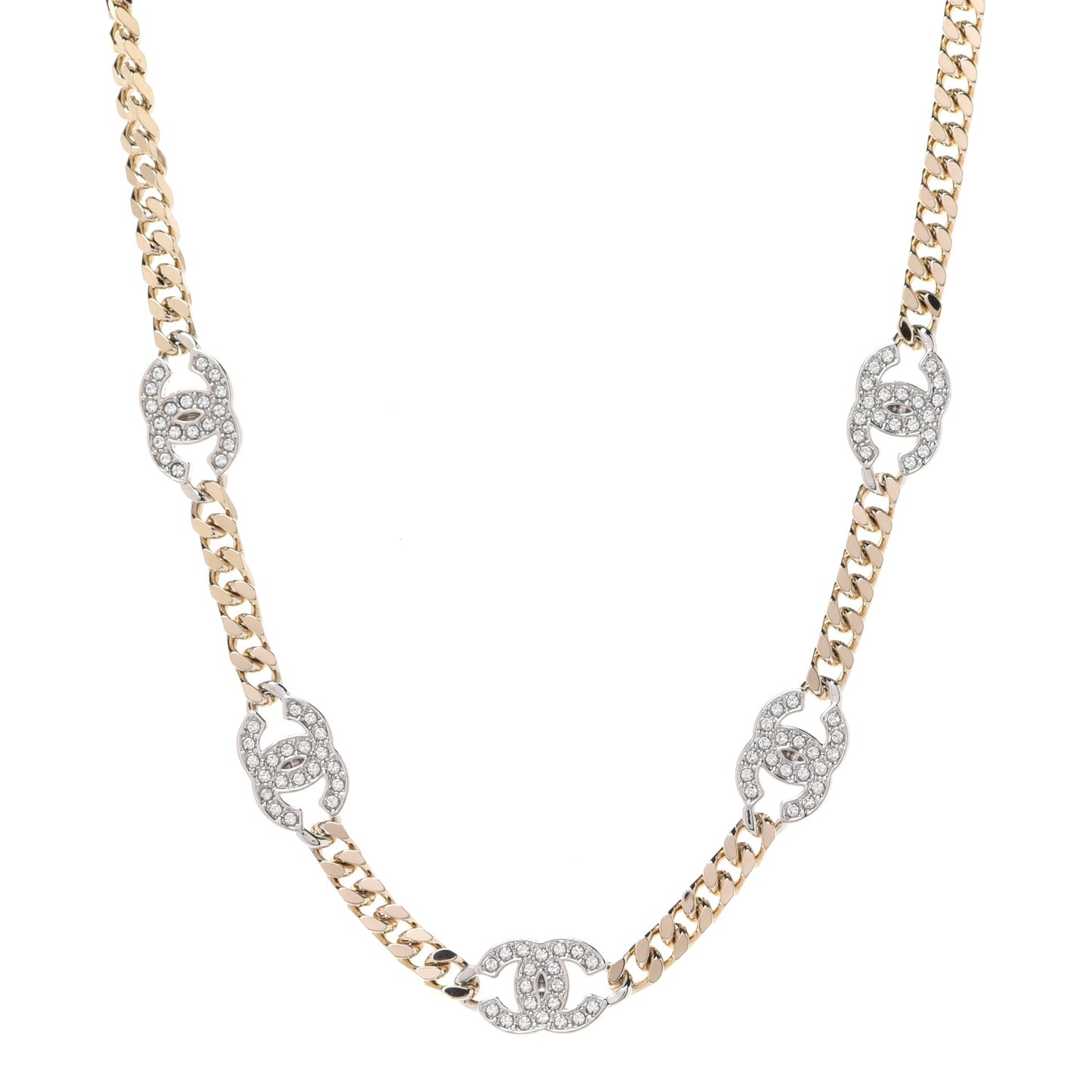 Crystal Chain CC Link Choker Gold Silver