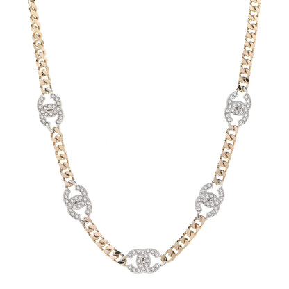 Chanel Crystal Chain CC Link Choker Gold Silver 1 of 6