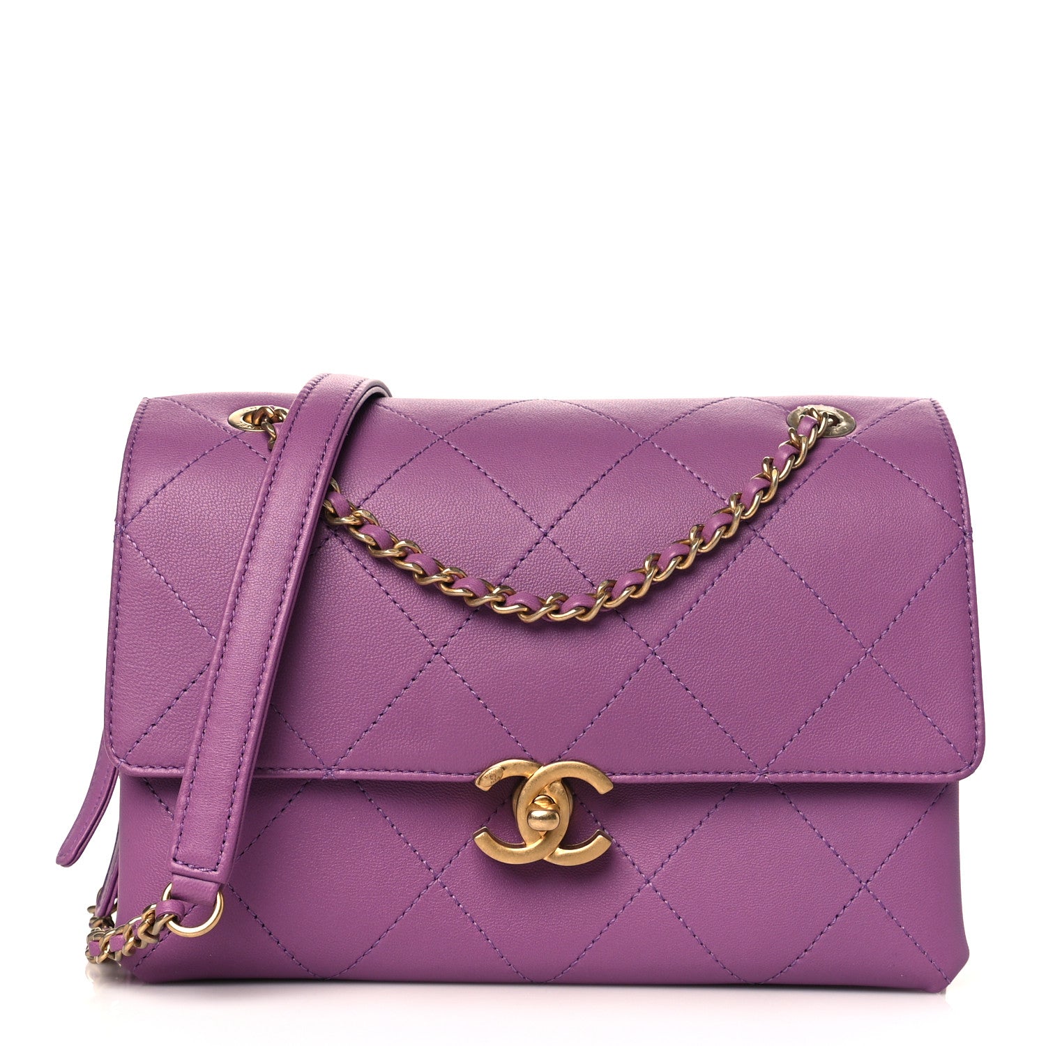 Chanel Lambskin Sleek And Chic Flap Purple 1 of 10