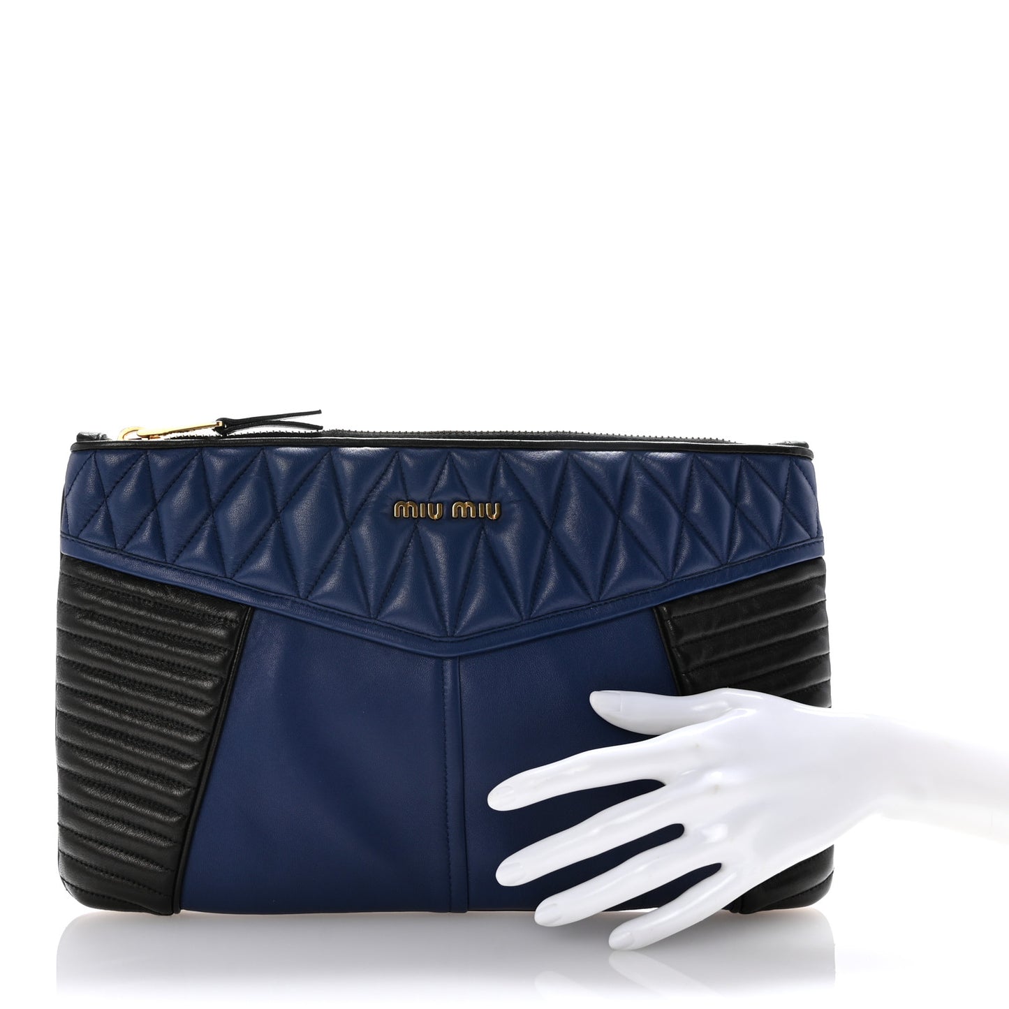 Nappa Matelasse Biker Clutch Inchiostro Black