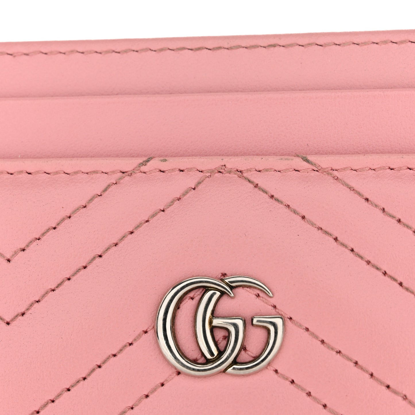 Calfskin Matelasse GG Marmont Card Holder Wild Rose