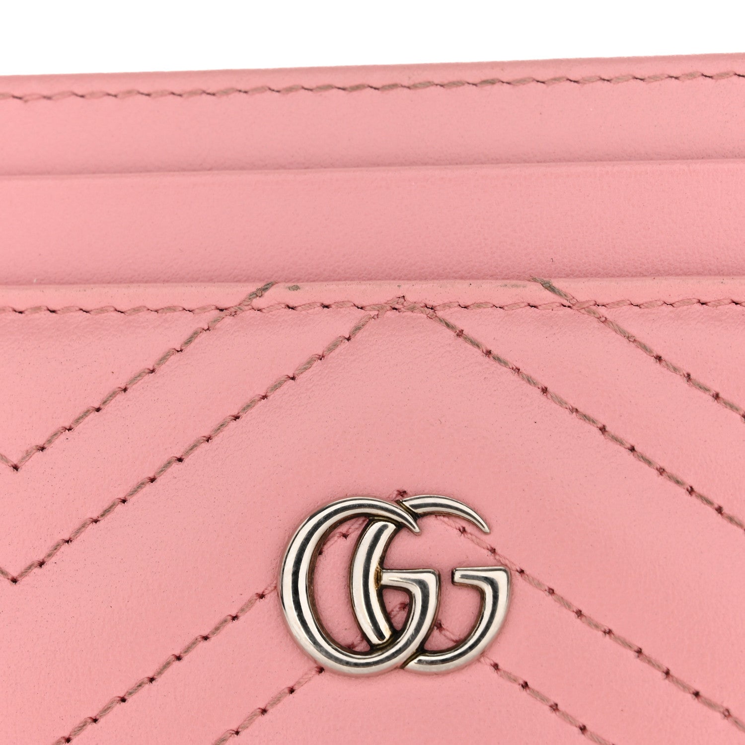 Gucci Calfskin Matelasse GG Marmont Card Holder Wild Rose 9 of 10