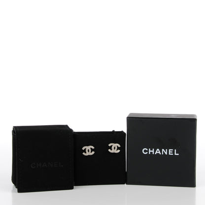 Chanel Crystal Timeless CC Earrings Silver 5 of 5