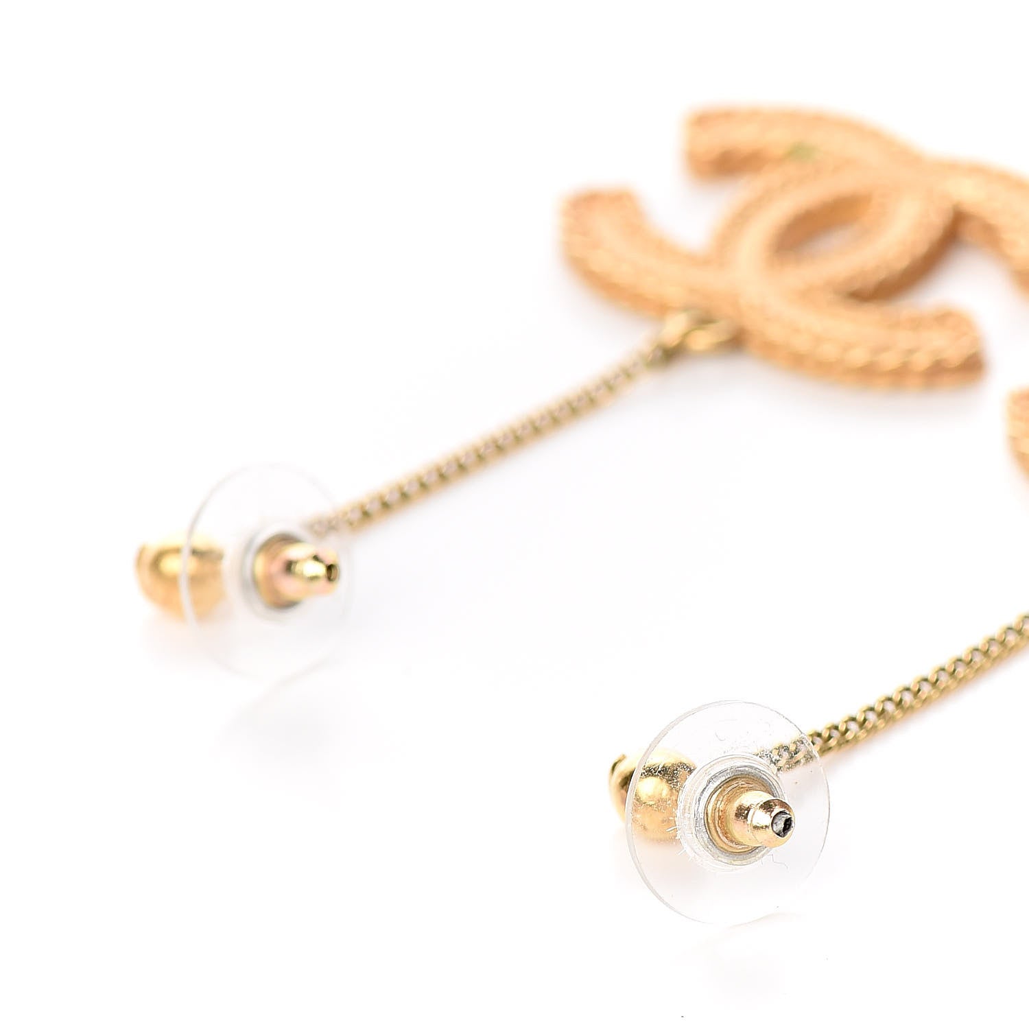 Chanel CC Drop Earrings Matte Gold 3 of 7