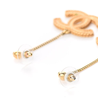 Chanel CC Drop Earrings Matte Gold 3 of 7