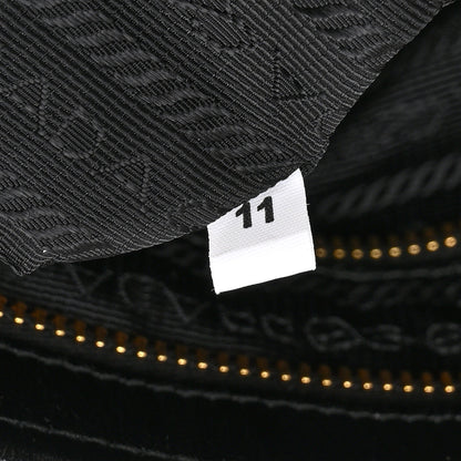 Prada Glossy Calfskin Triangle Large Bonnie Shoulder Bag Black 7 of 10