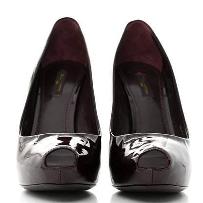 Louis Vuitton Patent Calfskin Oh Really Peep Toe Pumps 38 Amarante 2 of 8