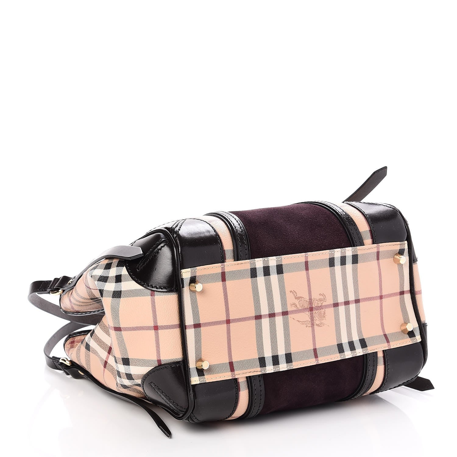 Burberry Suede Haymarket Check Colorblock Small Canterbury Tote Plum 4 of 8