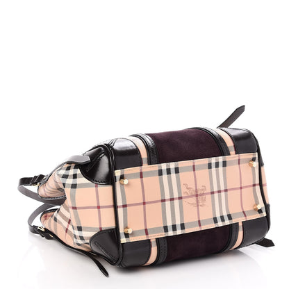 Burberry Suede Haymarket Check Colorblock Small Canterbury Tote Plum 4 of 8
