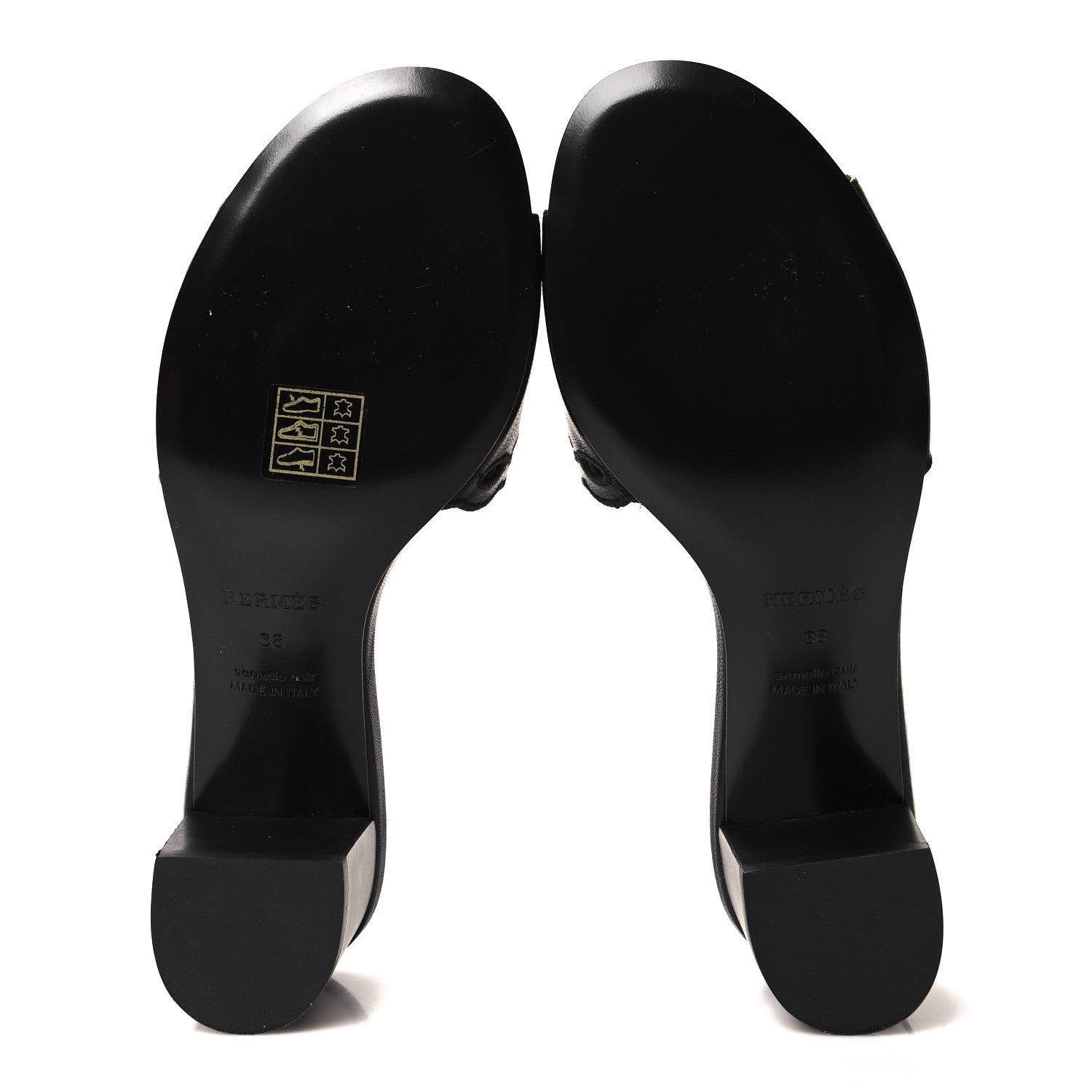 Hermes Lambskin Embroidered Gwladys Sandals 38 Black 5 of 9
