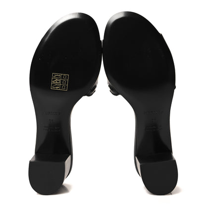 Hermes Lambskin Embroidered Gwladys Sandals 38 Black 5 of 9
