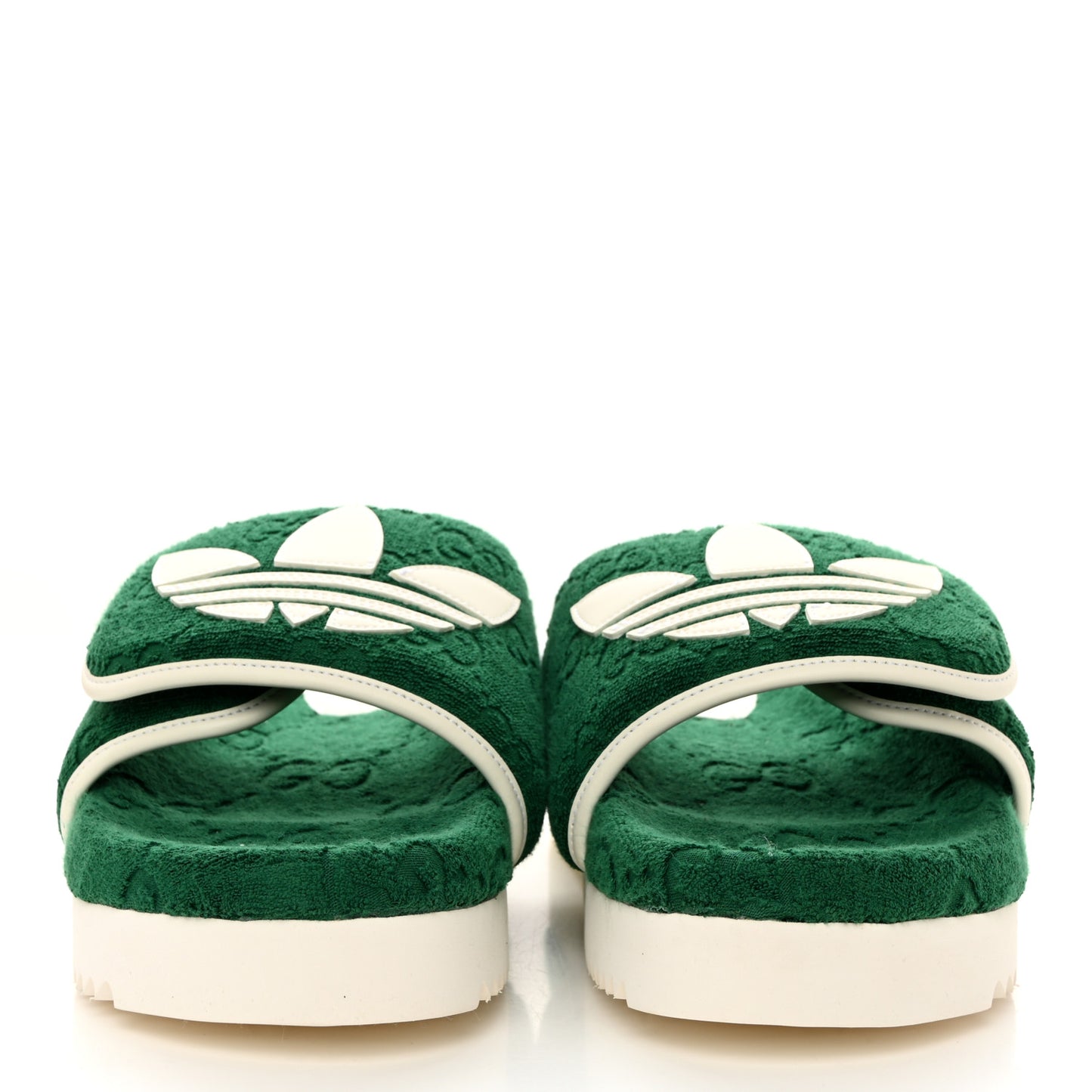 X ADIDAS Terry Cloth GG Monogram Mens Platform Sandals 8 Green