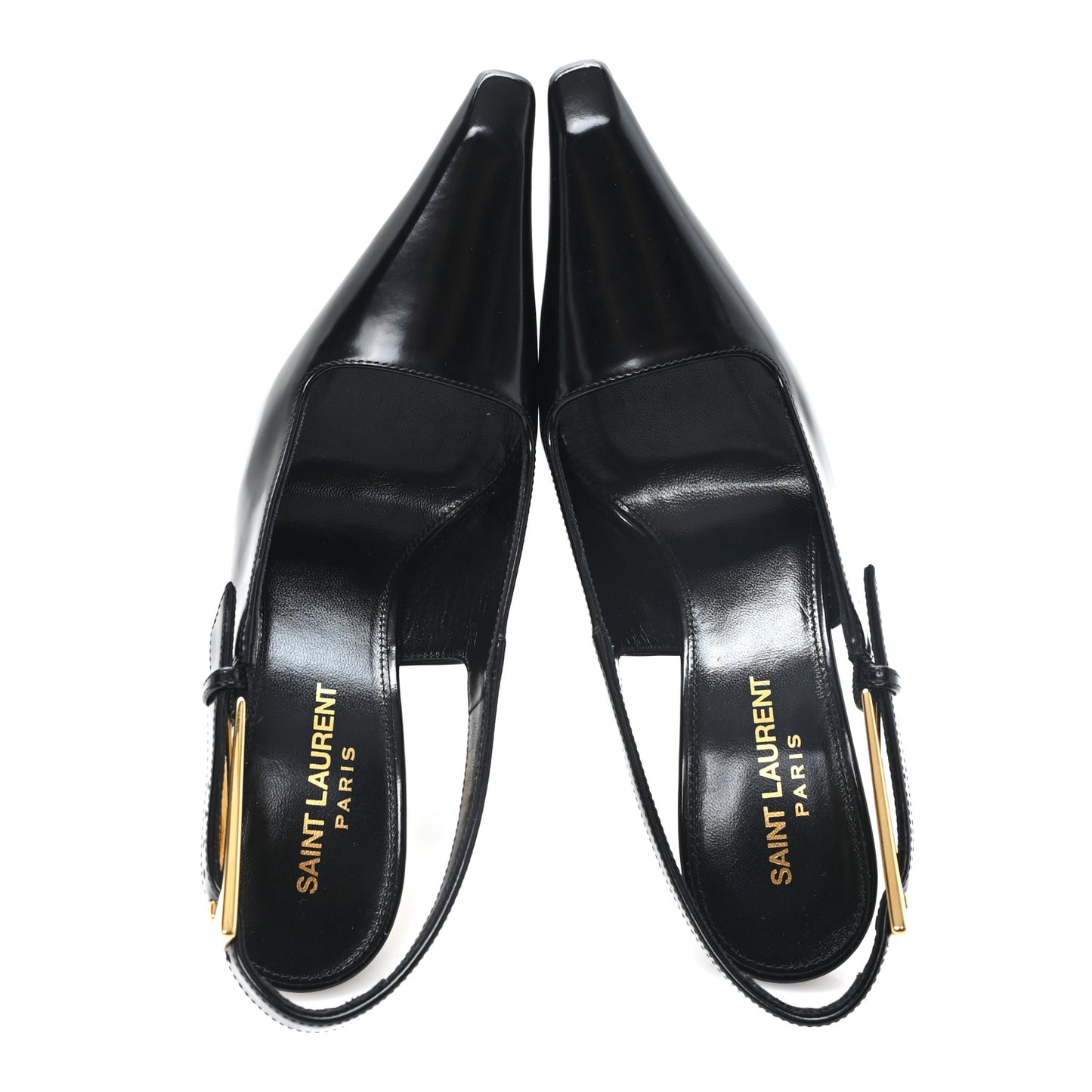 Glazed Calfskin Lee Slingback Pumps Black 35 Black