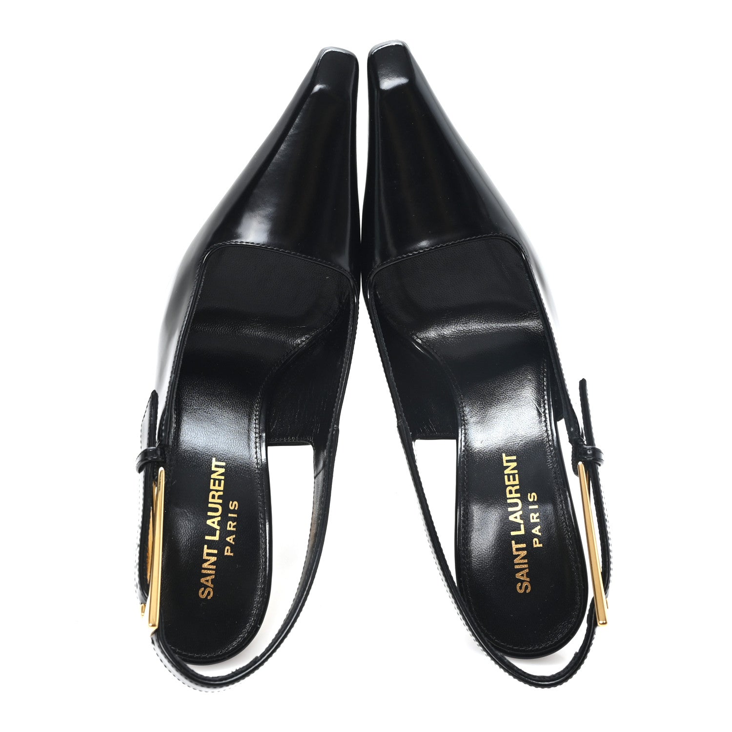 Saint Laurent Glazed Calfskin Lee Slingback Pumps Black 35 Black 2 of 10