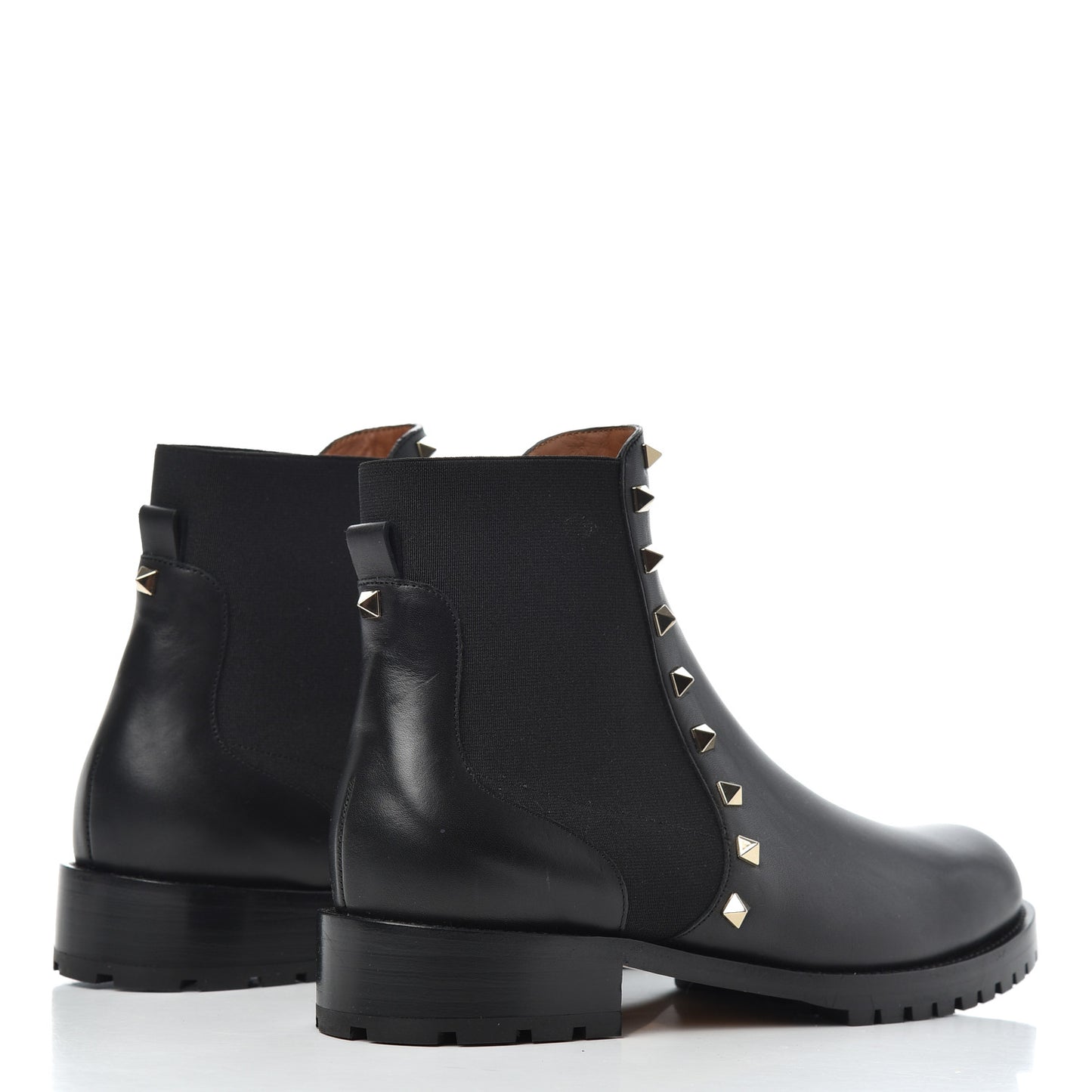 Calfskin Rockstud Beatle Chelsea 20mm Ankle Boots 39 Black