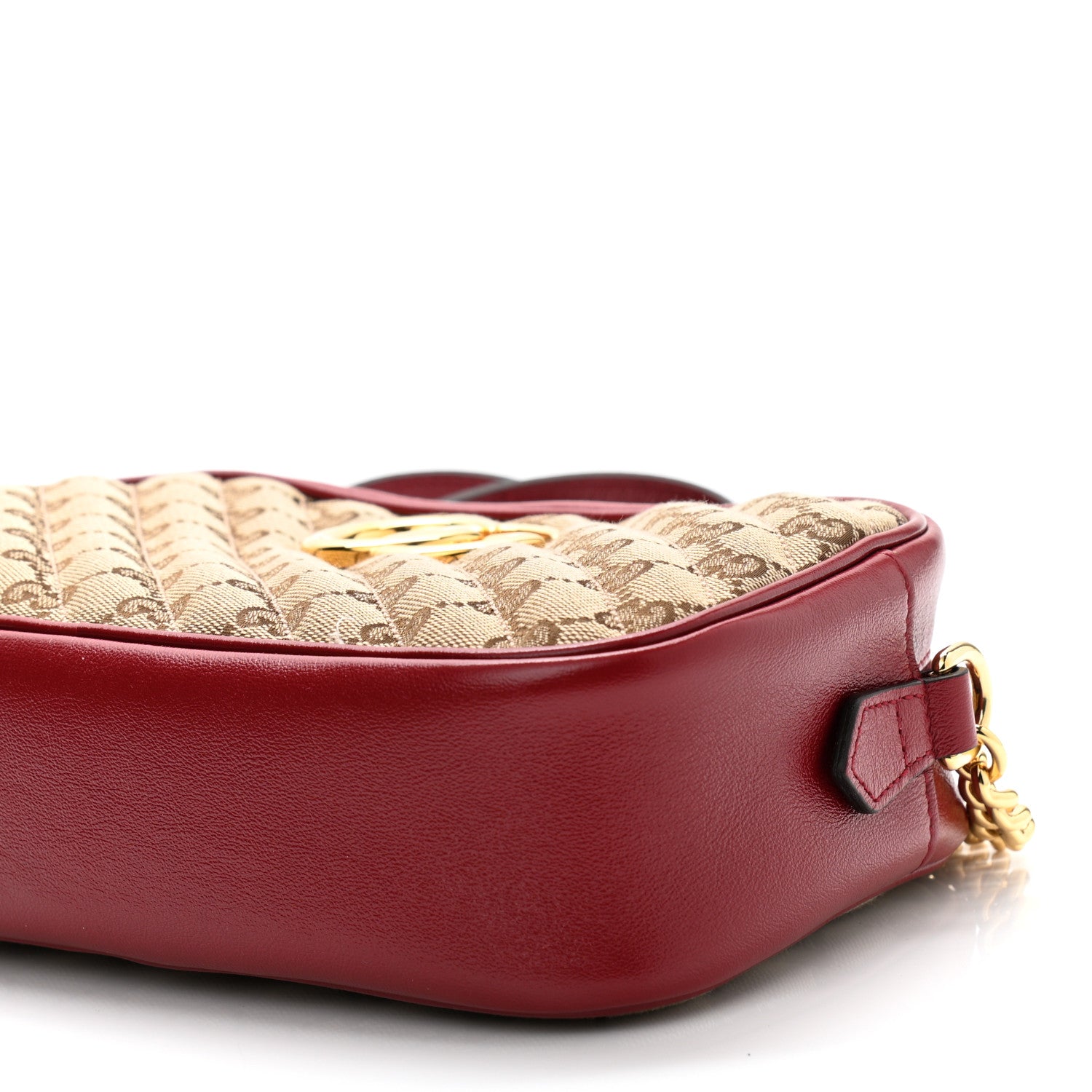 Gucci Monogram Azalea Calfskin Matelasse Diagonal Small GG Marmont Chain Shoulder Bag Beige Ebony New Cherry Red 11 of 13
